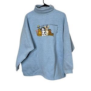 Vintage‎ Pro Spirit Select Christmas Animals Turtleneck Sweatshirt Size XL